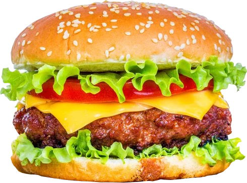 Saftiger Cheeseburger mit Salat und Tomate